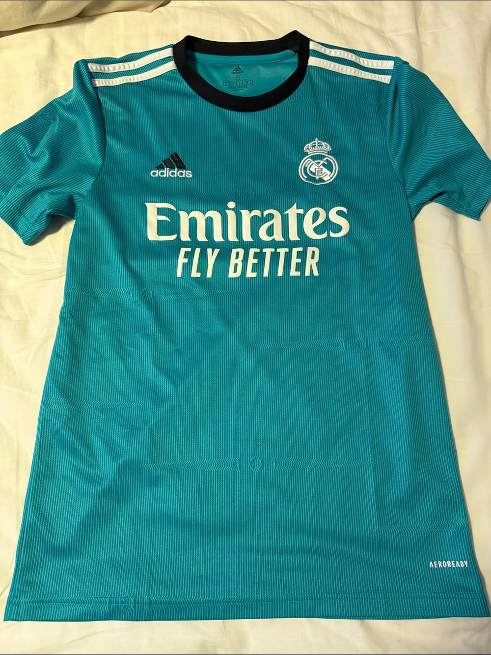 adidas Real Madrid Teal Training Jersey with White Logos